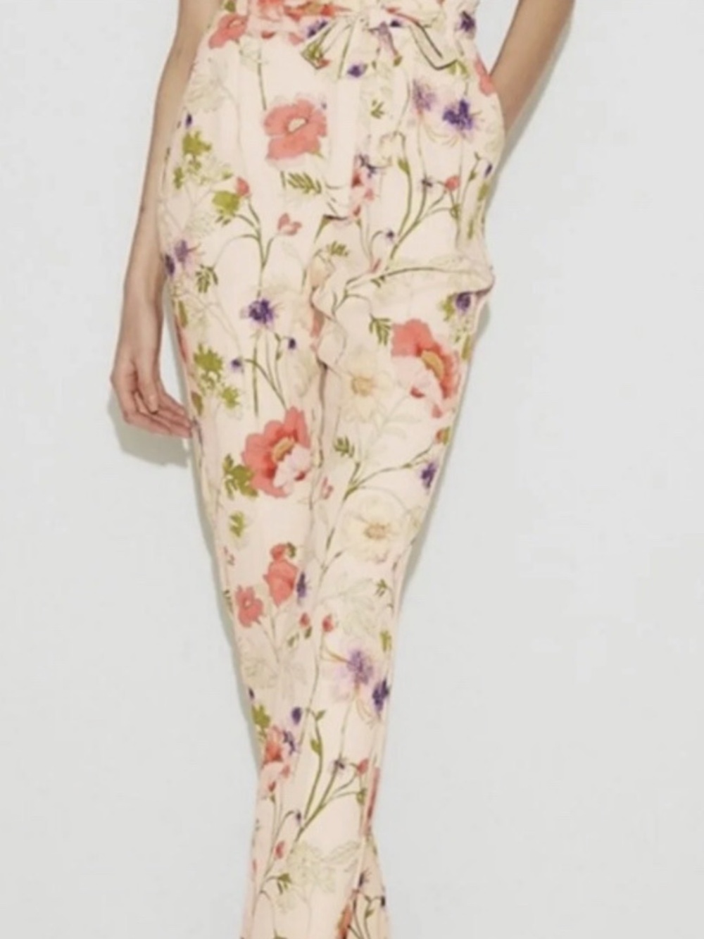 Express Pants Womens XS Floral Lightweight Flowy Ankle High Rise Betled Boho Siz